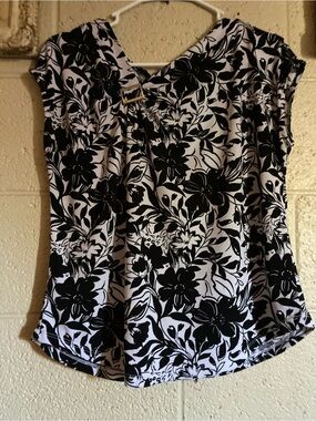 Black and White Floral Blouse